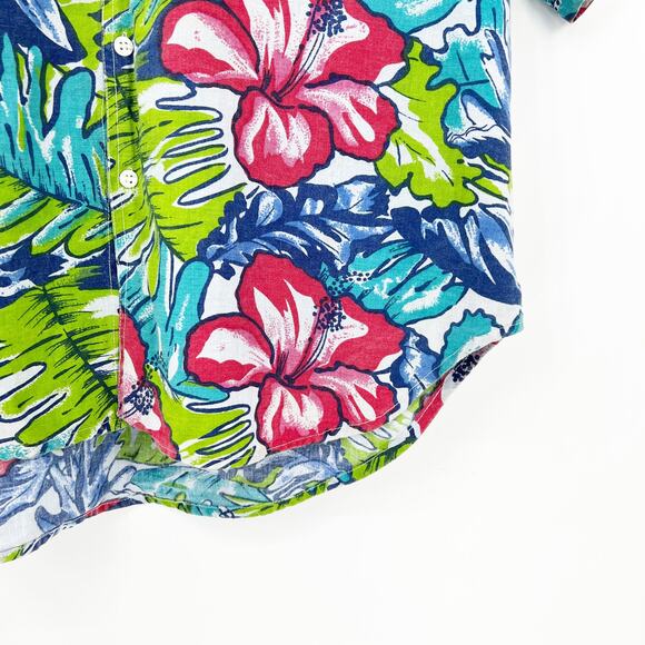 Vintage 90s Coliseum Tropical Retro Button Down Cotton Size Medium - Picture 3 of 5